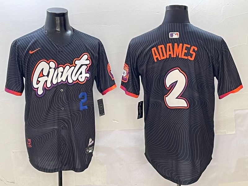 Men San Francisco Giants #2 Adames Black Second generation Joint Name Nike 2025 MLB Jersey style 3